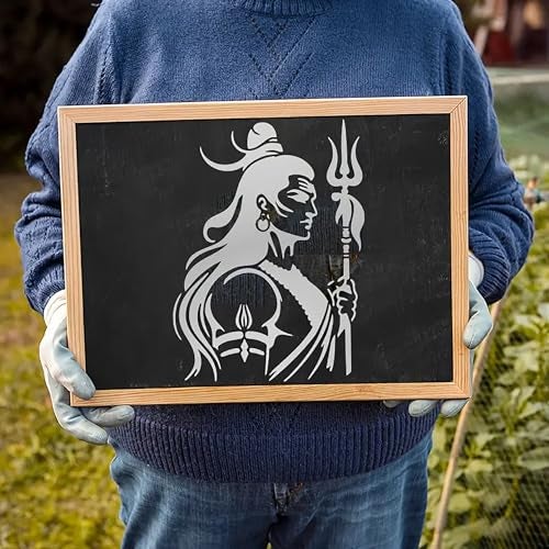 Cliths Shiva Stencils for Painting Reusable Hindu God Character Stencil for Art Craft Wall Wood Fabric Canvas Drawing DIY Home Decor Plastic Sheet for Kids and Adults - Image 4