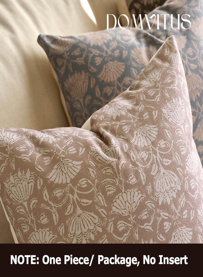 DOMVITUS Floral Pillow Covers 18x18 Decorative Throw Pillow Covers Floral Block Print Farmhouse Vintage Neutral Pillow Cover for Living Room Couch Bed Light Camel 1PC - Image 4