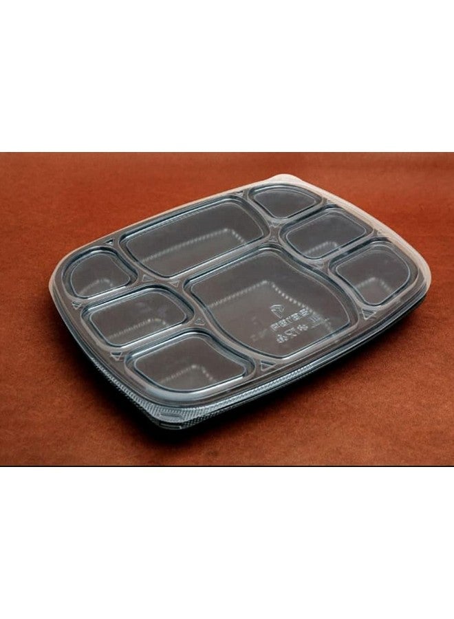 Amit Marketing صينية طعام أميت مع غطاء مجموعة من 25 قطعة آمنة للاستخدام في الميكروويف 8 أقسام للأطباق للعشاء، الغداء، غير قابلة للكسر مصنوعة من 100% خالية من BPA من الدرجة الغذائية باللون الأسود (8CP I 25PCS) - Image 5