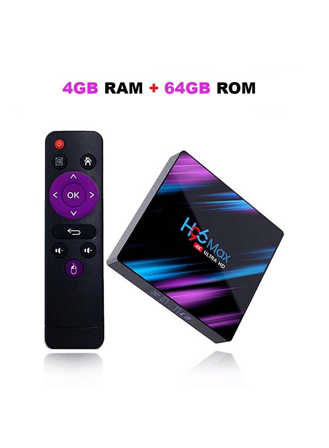 وونكت TV بوكس H96 ماكس ذكي يعمل بنظام أندرويد مع واي فاي مزدوج يدعم تقنية البلوتوث 4.0 بدقة 4K فائقة الوضوح ويدعم الفيديو ثلاثي الأبعاد ANTV-WO-H96MX-4-64 أسود - Image 1