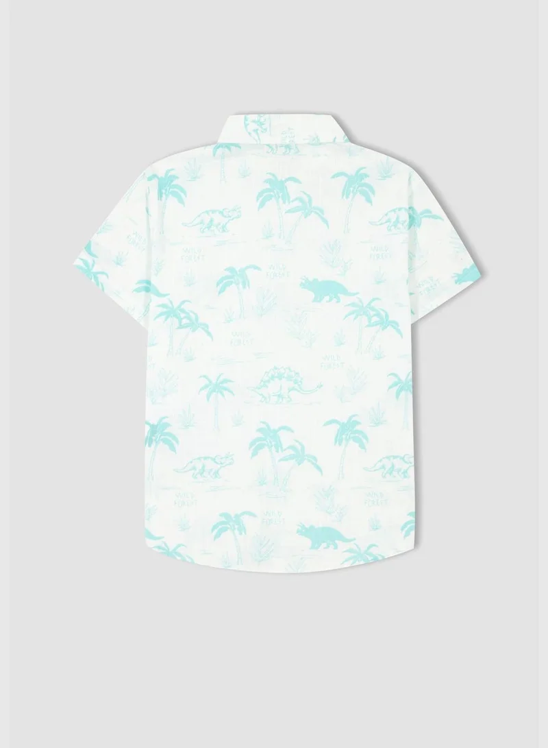 ديفاكتو Regular Fit Short Sleeve Dinasour Print Shirt
