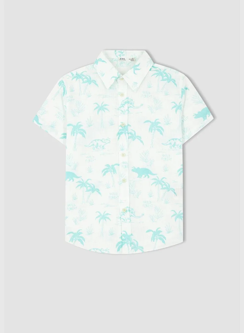 ديفاكتو Regular Fit Short Sleeve Dinasour Print Shirt