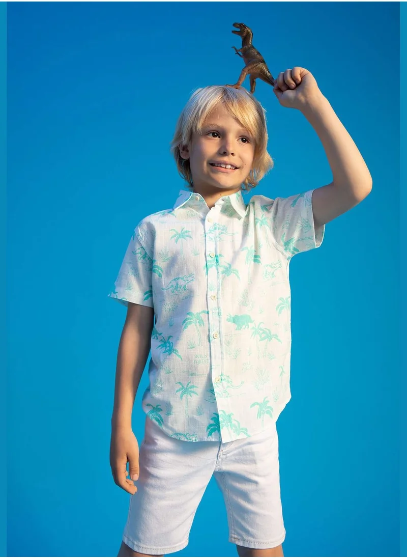 ديفاكتو Regular Fit Short Sleeve Dinasour Print Shirt