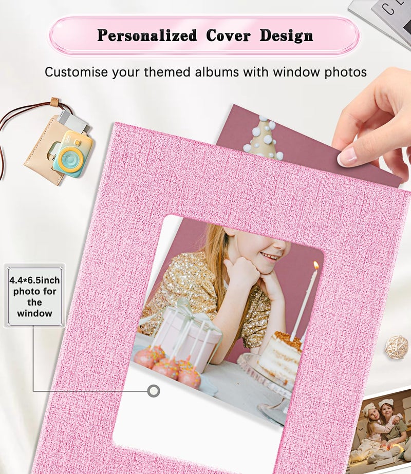 EJBLFE Ejblfe Photo Album 4x6 Linen Cover Slide-in Photo Album Book Can Holds 300 4x6 Photos with 50 Black Sheets for Family Wedding Baby and Holiday Pictures (Pink)  - Image 2