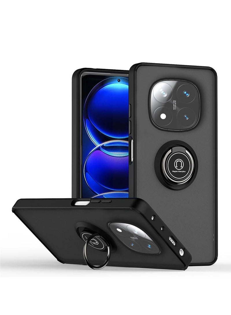 BORTONY Xiaomi Redmi Note 14 Pro Plus 5G Rotational Metal Ring Grip Kickstand Cover Magnetic Car Mount Holder Case Shockproof TPU Bumper for Redmi Note 14 Pro Plus 5G - Image 1