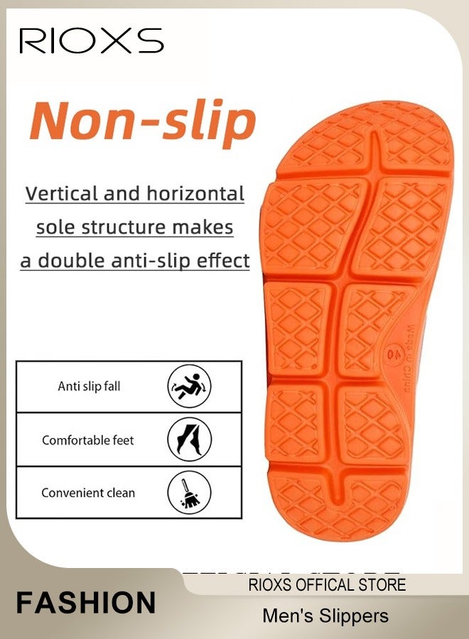 RIOXS Men's Casual Slippers, Thick Cushion Open Toe Sport Slides Slippers, Lightweight Soft Sole Slippers, Sole Platform U-Shaped Slippers for Men, Anti-Slip Sandal Slippers,Comfortable Arch Support Slippers For Indoors Outdoors  - Image 3