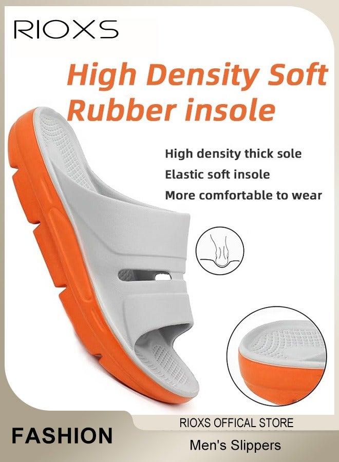 RIOXS Men's Casual Slippers, Thick Cushion Open Toe Sport Slides Slippers, Lightweight Soft Sole Slippers, Sole Platform U-Shaped Slippers for Men, Anti-Slip Sandal Slippers,Comfortable Arch Support Slippers For Indoors Outdoors  - Image 4