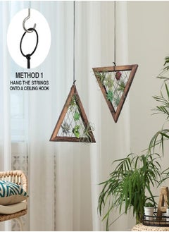 J JACKCUBE DESIGN J JACKCUBE DESIGN Air Plant Triangle Frame Hanging Airplant Holder, Rustic Wood Tillandsia, Succulent Plants Display Hanger Shelf for Wall Décor, Set of 2- MK1061A  - Image 1