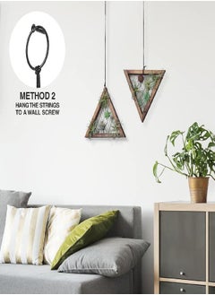 J JACKCUBE DESIGN J JACKCUBE DESIGN Air Plant Triangle Frame Hanging Airplant Holder, Rustic Wood Tillandsia, Succulent Plants Display Hanger Shelf for Wall Décor, Set of 2- MK1061A  - Image 2