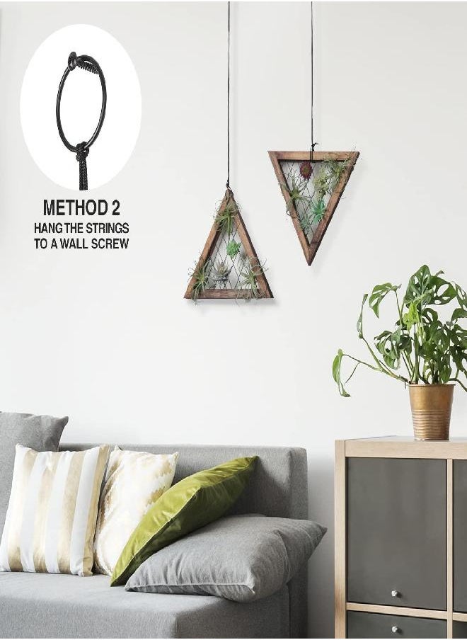 J JACKCUBE DESIGN - J JACKCUBE DESIGN Air Plant Triangle Frame Hanging Airplant Holder, Rustic Wood Tillandsia, Succulent Plants Display Hanger Shelf for Wall Décor, Set of 2- MK1061A - Image 1