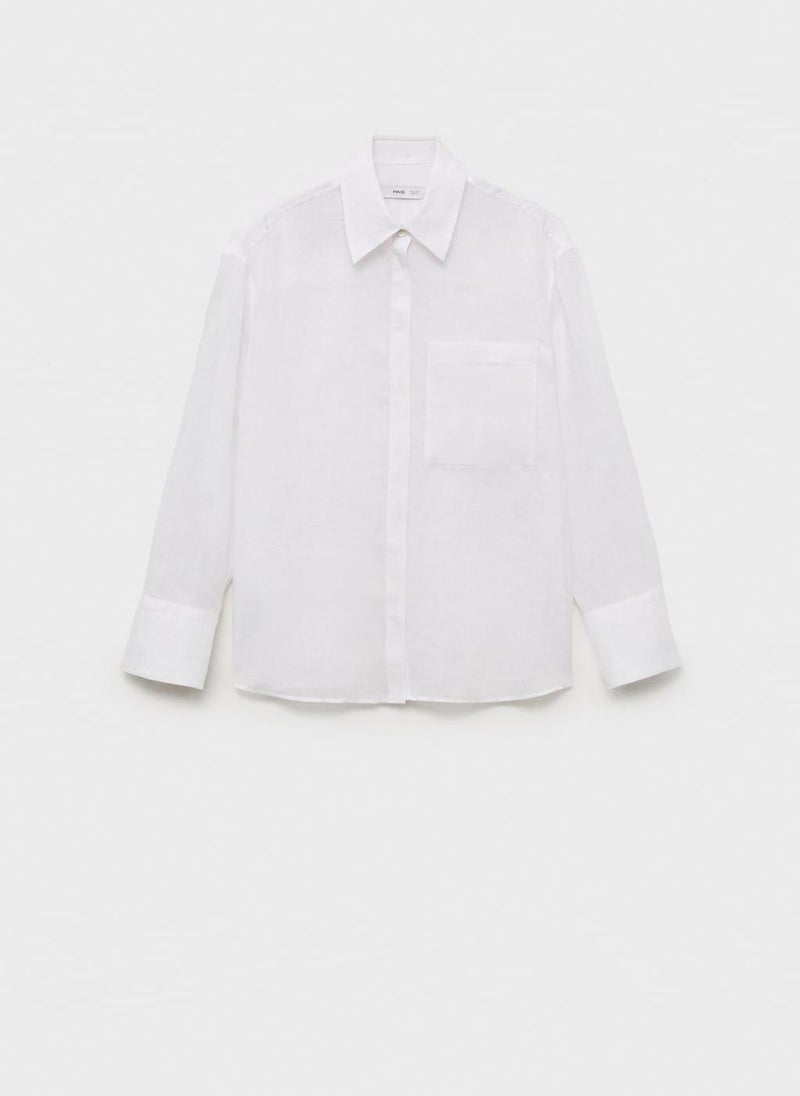 MANGO - Regular Ramie Shirt Pocket - Image 1