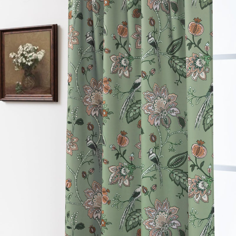 Lino Rosa Short Floral Patterned Blackout Curtains for Bedroom, Decorative Black Out Window Treatments for Bathroom & Kitchen & Small Window, 54 Inch Long, 2 Panels Set, Sage Green - Image 3