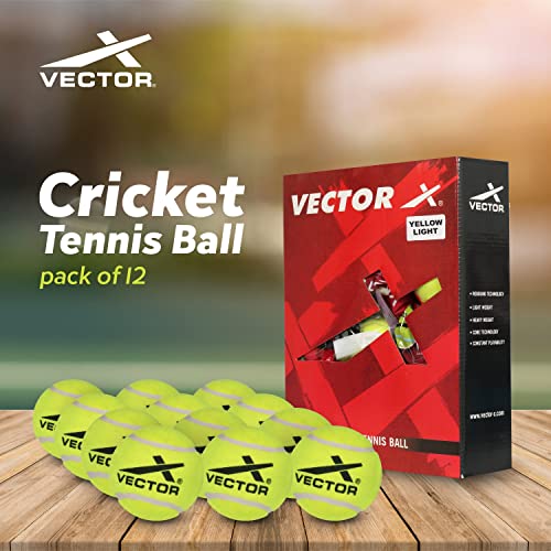 Vector X High Bounce Light Weight Tennis Ball for Cricket Practice, Street Match Ball, Training Exercise Ball for Outdoor & Indoor, Beginners & Pet Dog Play Balls (Pack of 12) Yellow - Image 5