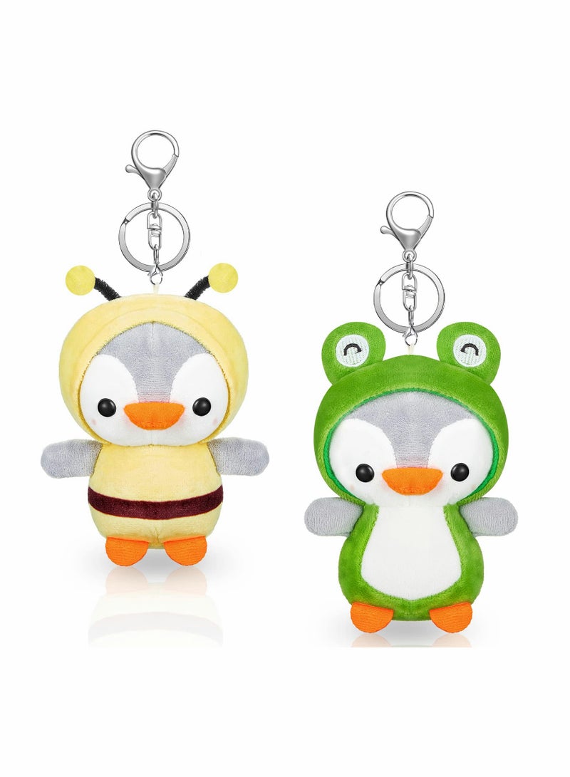 SOLARAE Adorable Mini Penguin Keychains - Set of 2 Stuffed Plush Penguins, 5-Inch Cute Animal Keychains for Backpacks, Kids' Birthday Party Favors and Accessories. - Image 1