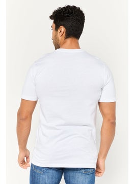 Cavalli Class Men Crew Neck Short Sleeve Brand Logo T-Shirts, White  - Image 4