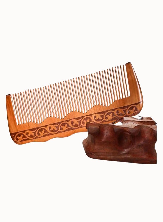 Fegor Wooden Regular Hair Comb – Pack of 1 | Natural Wooden Hair Comb for Men, Women, and Kids | Anti-Static, Smooth Teeth, Daily Hair Grooming Comb - Image 2