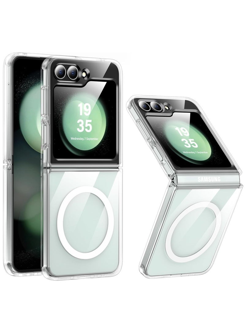 MIGOFAST Samsung Galaxy Z Flip 6 Magnetic Clear Case Cover Compatible with Magsafe Card Wallet and Wireless Charger Transparent Shockproof and Drop-Proof Anti-Yellowing Case Galaxy Z Flip6  - Image 1