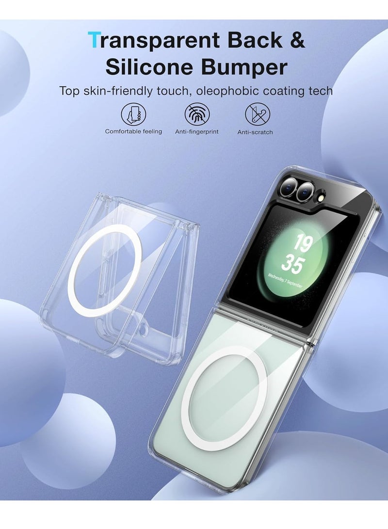 MIGOFAST Samsung Galaxy Z Flip 6 Magnetic Clear Case Cover Compatible with Magsafe Card Wallet and Wireless Charger Transparent Shockproof and Drop-Proof Anti-Yellowing Case Galaxy Z Flip6  - Image 2