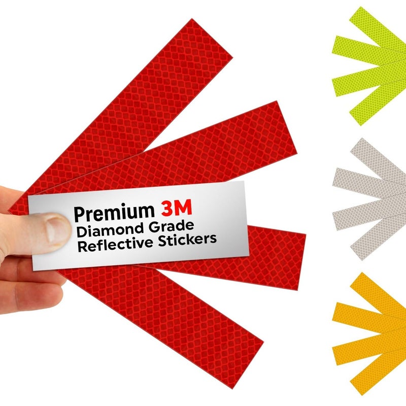 SmartSign 1.2 x 6 inch Red Reflective Strips - Pack of 4, Premium 3M Diamond Grade Reflective Stickers for Night Safety/Backpacks/Bicycles/Vehicles, Hi-Tack Adhesive, Made in USA - Image 1