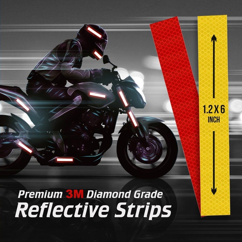 SmartSign 1.2 x 6 inch Red Reflective Strips - Pack of 4, Premium 3M Diamond Grade Reflective Stickers for Night Safety/Backpacks/Bicycles/Vehicles, Hi-Tack Adhesive, Made in USA - Image 2