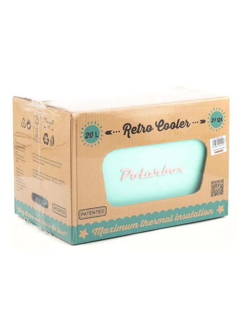 Polarbox Vintage Cool Box 20L polarbox ice box  Turquoise Pop - Pink Logo Mint - Image 5