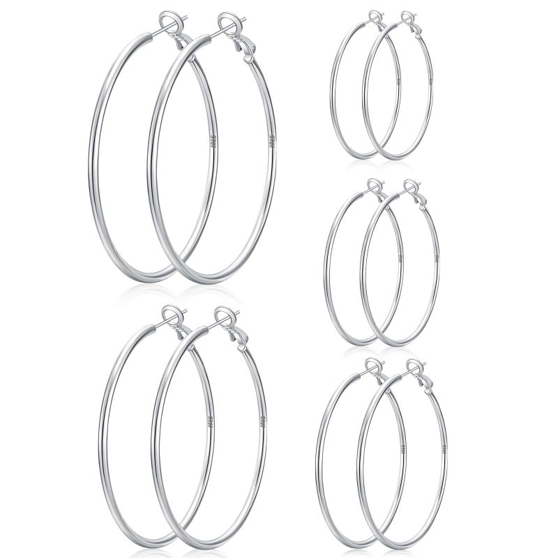 Tedux 5 Pairs Stainless Steel Hoop Earrings, Big Thin Hypoallergenic Earrings for Women, Stylish Simple Hoop Earrings 30/40/50/60/70mm - Image 1