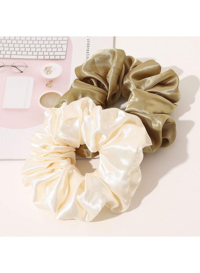 Ivyu Silk Scrunchies Satin Hair Ties For Women 4 Psc Oversize Soft Big Scrunchies For Women Ligas Para El Cabello De Mujer Decorations Large Hair Scrunchy Elastic Ponytail Hair Band Gift For Girls - Image 2