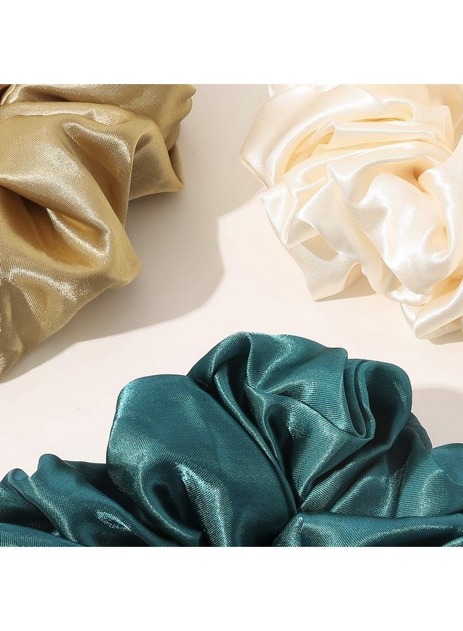 Ivyu Silk Scrunchies Satin Hair Ties For Women 4 Psc Oversize Soft Big Scrunchies For Women Ligas Para El Cabello De Mujer Decorations Large Hair Scrunchy Elastic Ponytail Hair Band Gift For Girls - Image 5