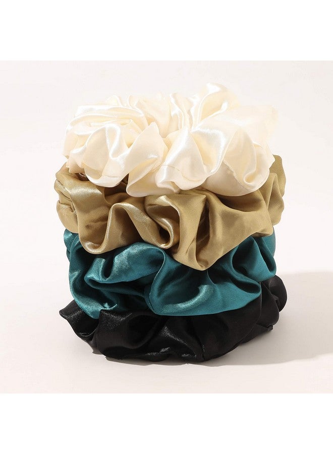 Ivyu Silk Scrunchies Satin Hair Ties For Women 4 Psc Oversize Soft Big Scrunchies For Women Ligas Para El Cabello De Mujer Decorations Large Hair Scrunchy Elastic Ponytail Hair Band Gift For Girls - Image 4