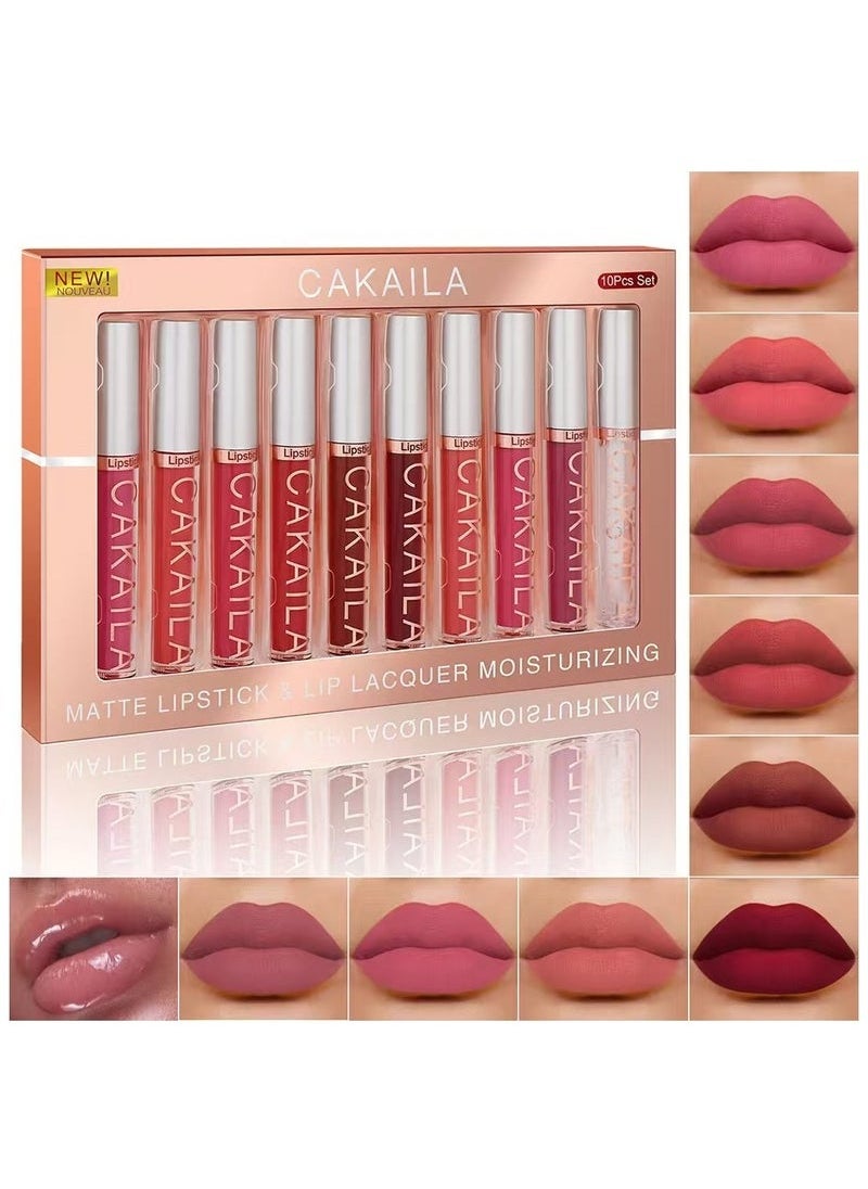 CAKAILA - 10Pcs Matte Liquid Lipstick Set Contains Smooth Lip Lacquer for Women - Image 1