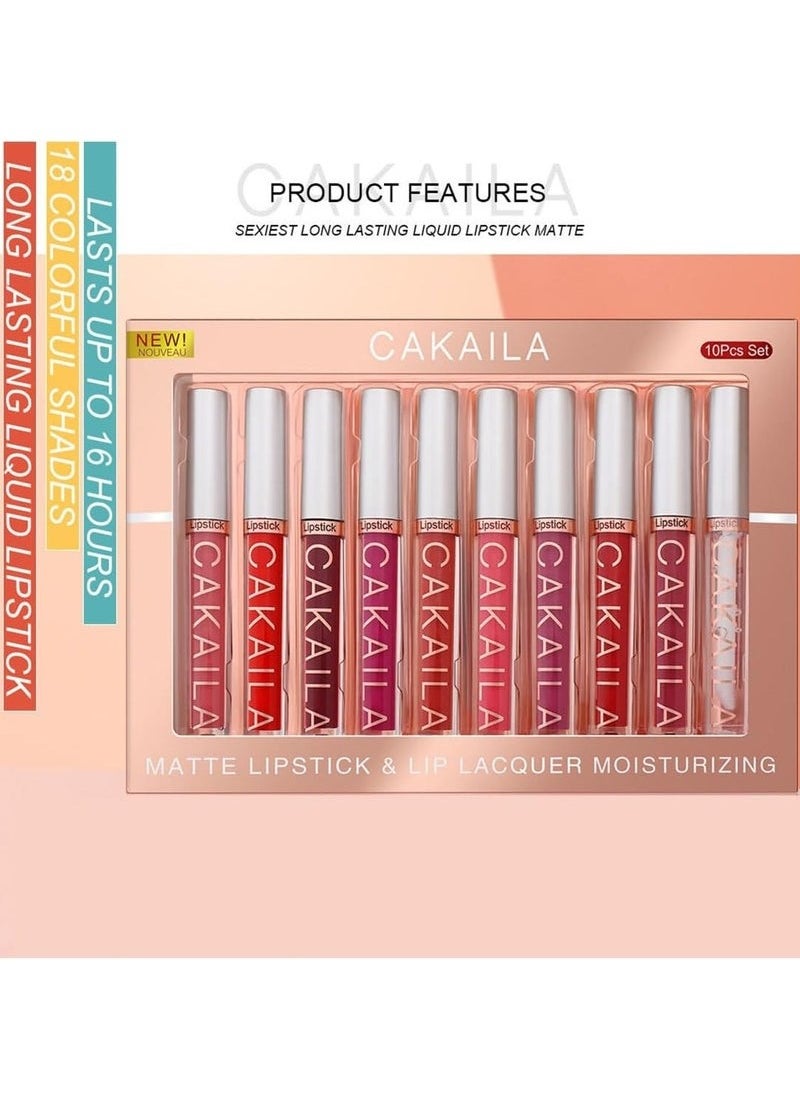 CAKAILA - 10Pcs Matte Liquid Lipstick Set Contains Smooth Lip Lacquer for Women - Image 1