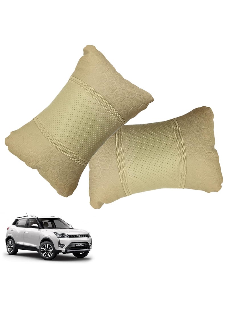 Adroitz Adroitz Car Neck Rest Football Design Beige PillowCushion Set of 2 for XUV 300_PR459  - Image 1