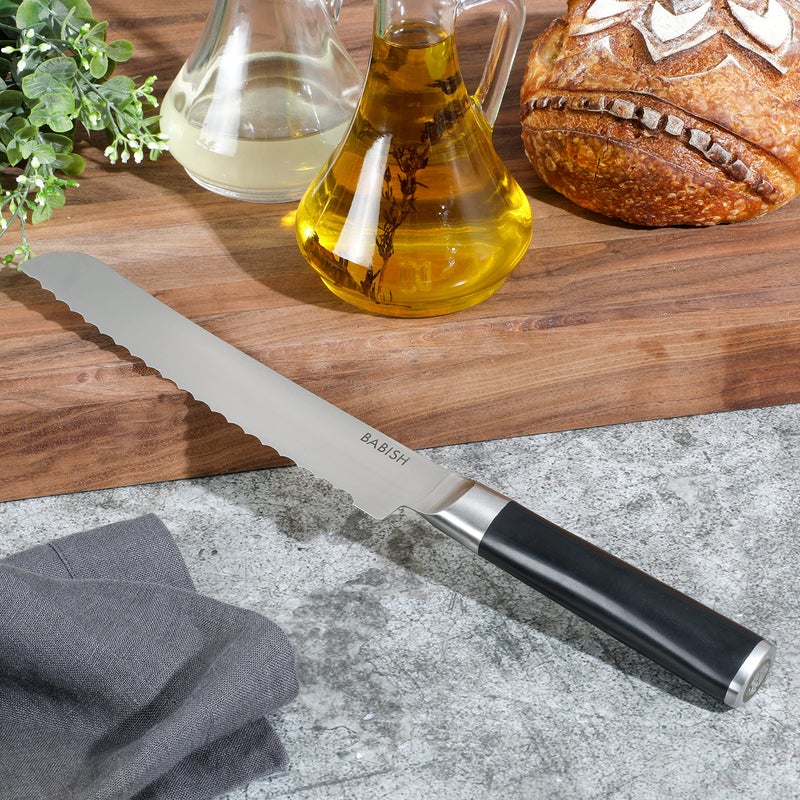 Babish 8-Inch Bread Knife â€“ High-Carbon 1.4116 German Steel Kitchen Knife â€“ Professional Serrated Cutlery for Slicing Bread and Baked Goods - Image 5