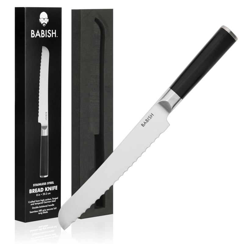 Babish 8-Inch Bread Knife â€“ High-Carbon 1.4116 German Steel Kitchen Knife â€“ Professional Serrated Cutlery for Slicing Bread and Baked Goods - Image 1