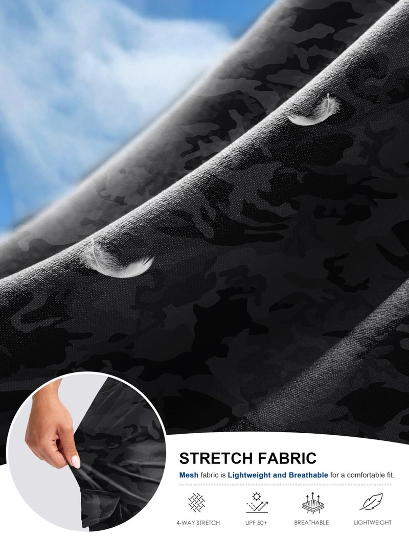 Viodia 15" Long Shorts for Women Hiking Cargo Bermuda Shorts Lightweight Quick Dry Knee Length Capris for Summer Travel Fishing Black Camo - Image 5