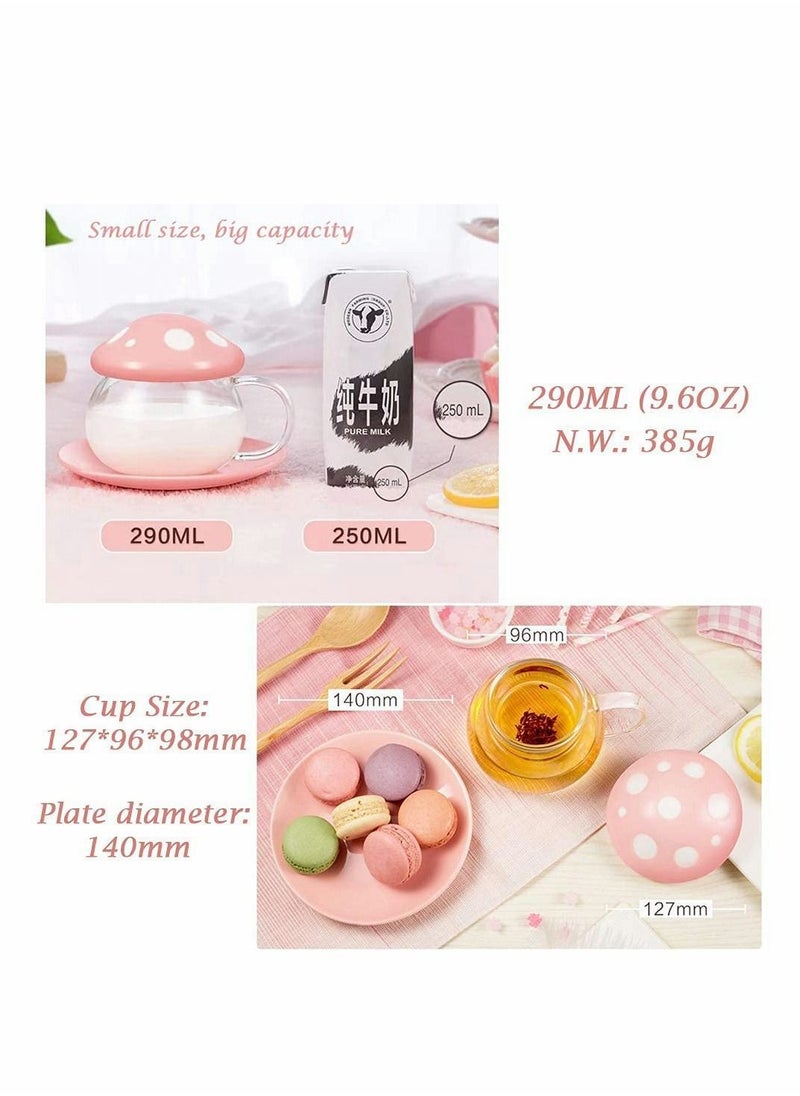 Y&D - Tea Mug with Strainer Filter Infuserfor Loose Leaf Mushroom Design Cute and Heat Resistant for Women Man Friends Gifts(290ML 9.6oz) (Pink) - Image 1