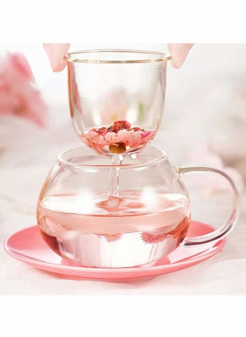 Y&D - Tea Mug with Strainer Filter Infuserfor Loose Leaf Mushroom Design Cute and Heat Resistant for Women Man Friends Gifts(290ML 9.6oz) (Pink) - Image 1
