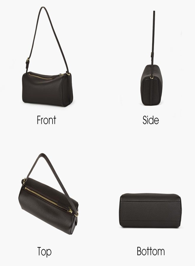 DONNAIN Premium Full Grained Leather Crossbody Purses for Women, Barrel Bag and Hobo Bags for Women with Adjustable Strap, Coffee, Small - Image 3