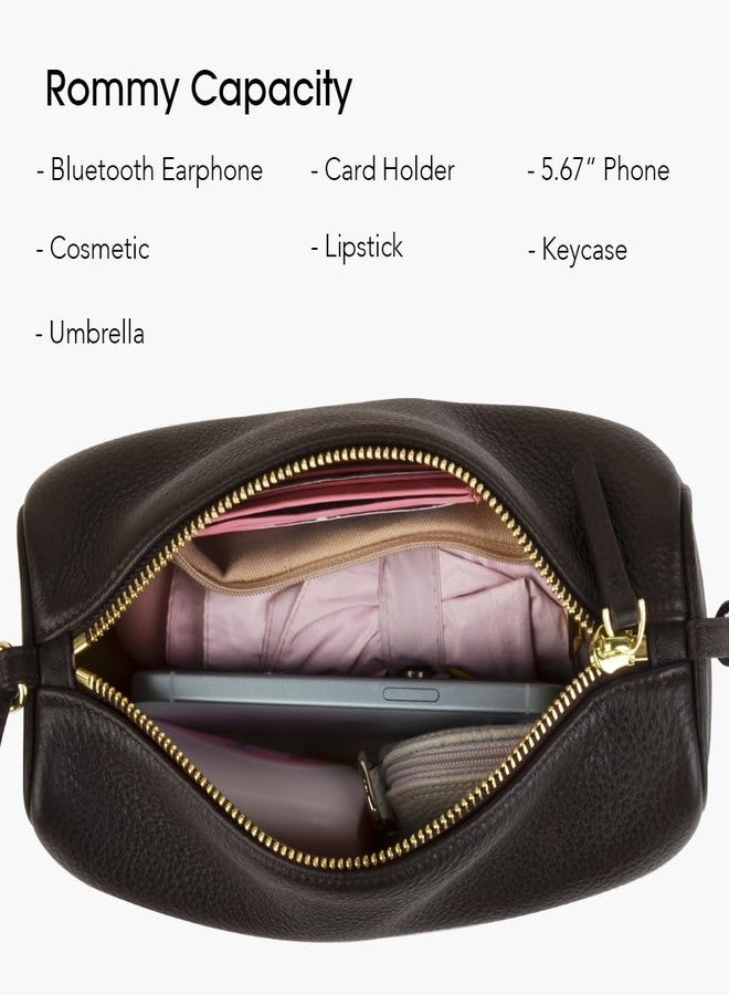 DONNAIN Premium Full Grained Leather Crossbody Purses for Women, Barrel Bag and Hobo Bags for Women with Adjustable Strap, Coffee, Small - Image 5