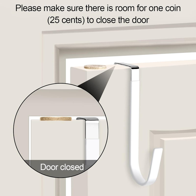Romeda 6 Pack Over The Door Hooks, Sturdy Metal Single Over Door Hooks, White Door Hanger Hook Door Hooks for Hanging, Towels, Clothes, Bathroom, Hold Up to 7Lbs - Image 4
