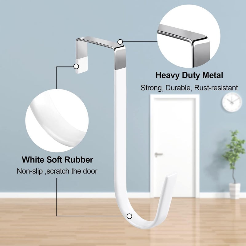 Romeda 6 Pack Over The Door Hooks, Sturdy Metal Single Over Door Hooks, White Door Hanger Hook Door Hooks for Hanging, Towels, Clothes, Bathroom, Hold Up to 7Lbs - Image 3