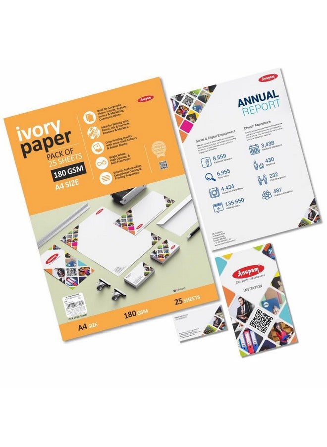 Anupam Ivory Paper - Acid Free - 25 Loose Sheets - 180 GSM - A4 - Art,Craft, Painting and project work - Image 2