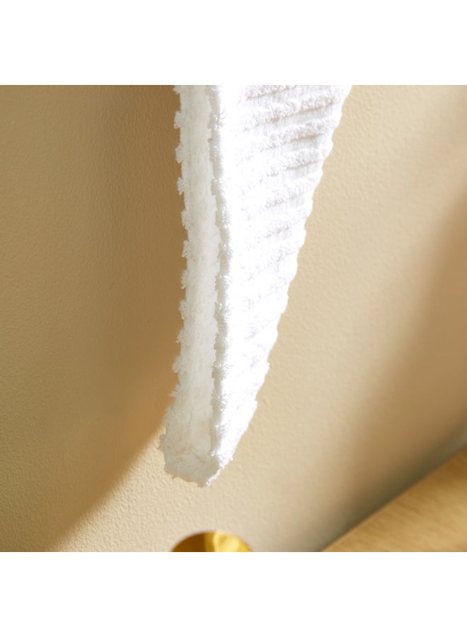 Ribbed Cotton Hair Wrap Towel White 68x23cm - Image 1