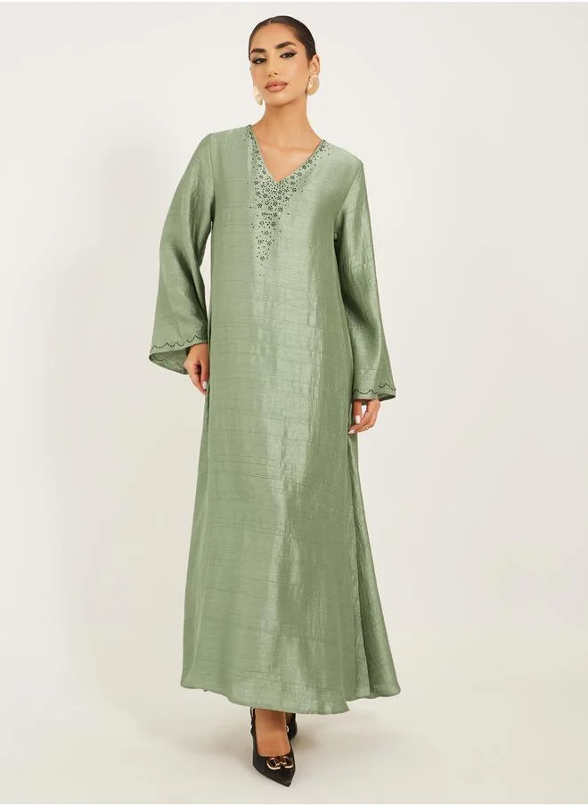 Styli Styli Embellished V-Neck A-Line Jalabyia