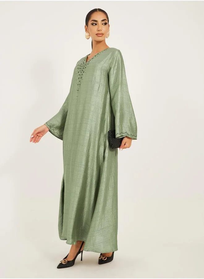 Styli Styli Embellished V-Neck A-Line Jalabyia