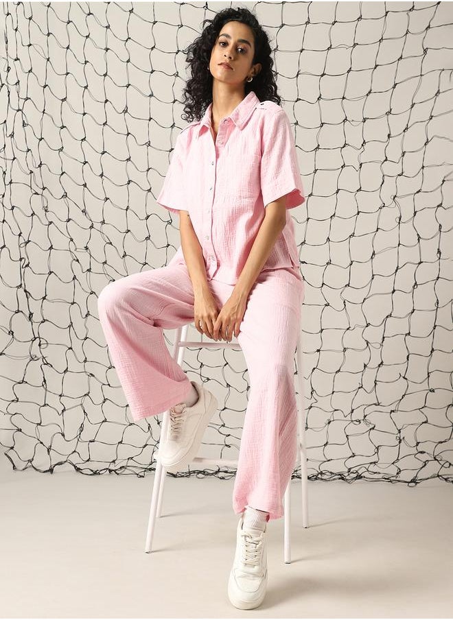 Hubberholme Self Design Double Cloth Pure Cotton Shirt With Trouser  - Image 1
