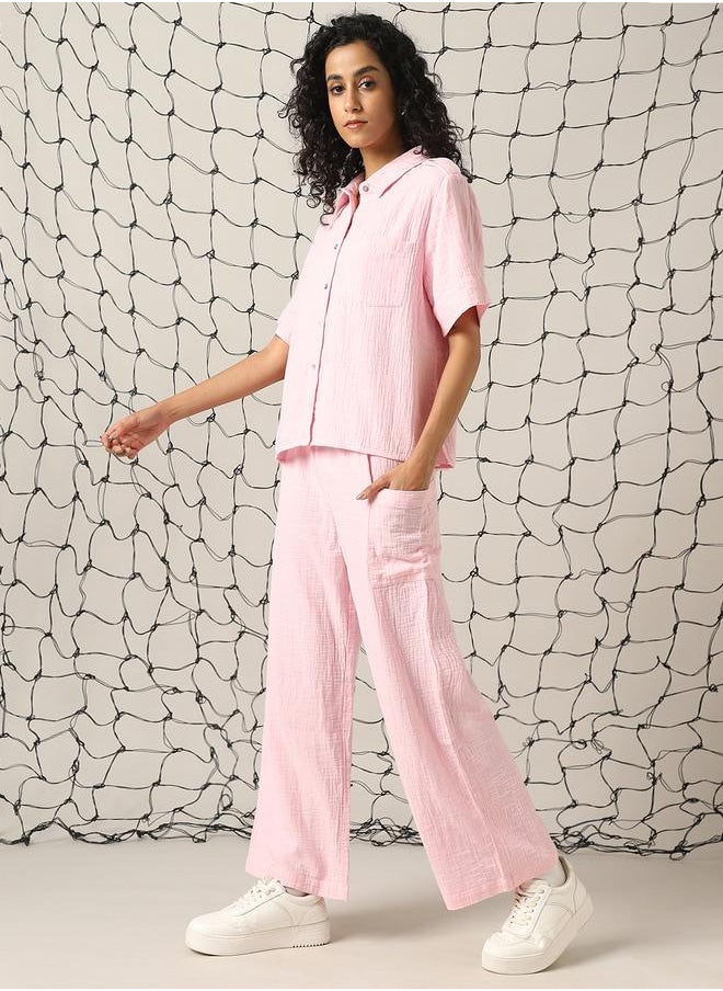 Hubberholme Self Design Double Cloth Pure Cotton Shirt With Trouser  - Image 3