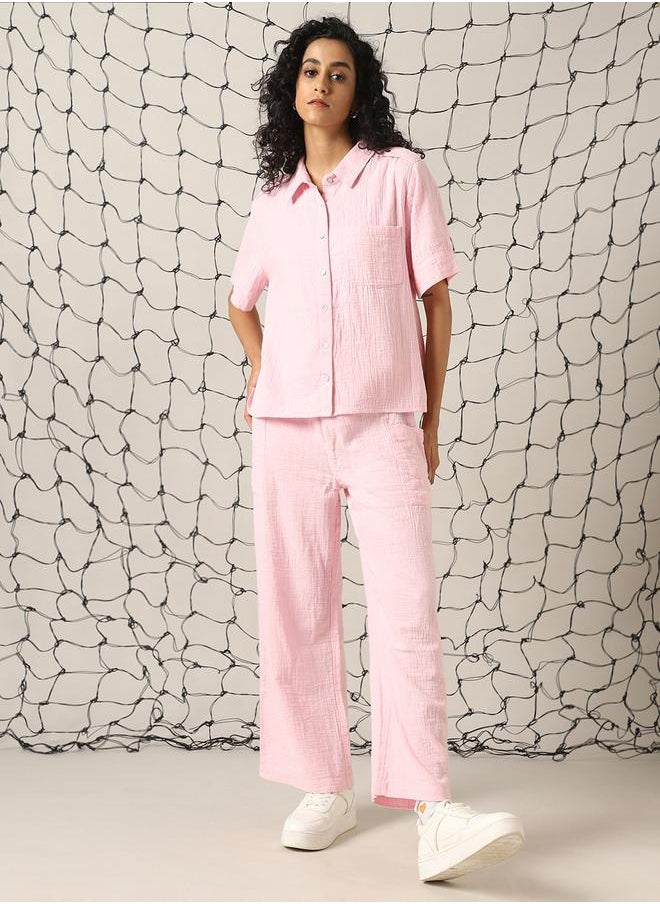 Hubberholme Self Design Double Cloth Pure Cotton Shirt With Trouser  - Image 2