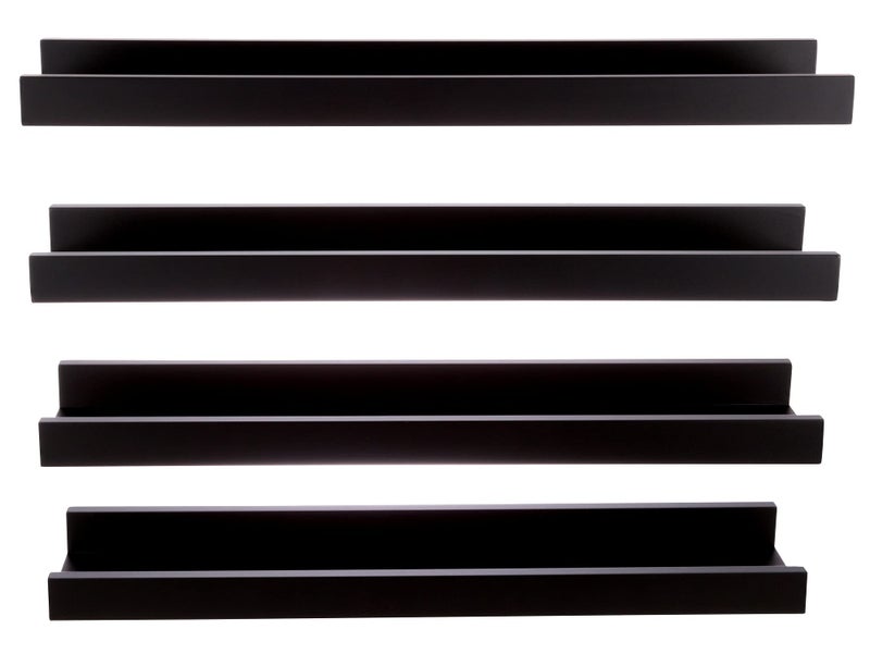 Kiera Grace Edge Wood Floating Shelves - 23", Black, 4Pack - Wall-Mounted Picture Frame Shelves for Home, Room, Office - Image 4