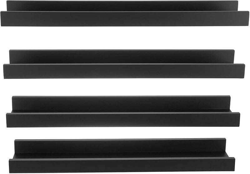 Kiera Grace Edge Wood Floating Shelves - 23", Black, 4Pack - Wall-Mounted Picture Frame Shelves for Home, Room, Office - Image 3